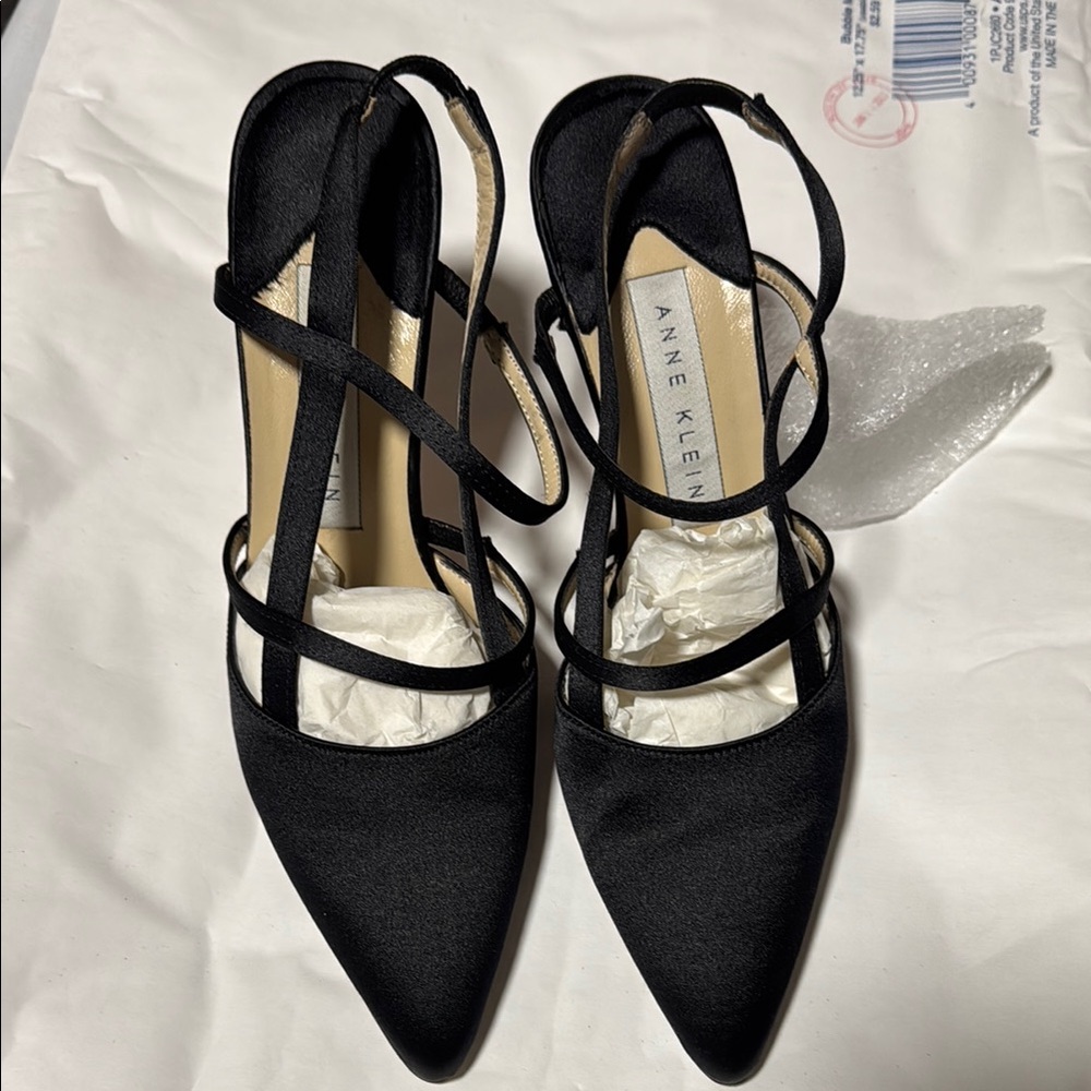 Anne Klein Black Strappy Heels